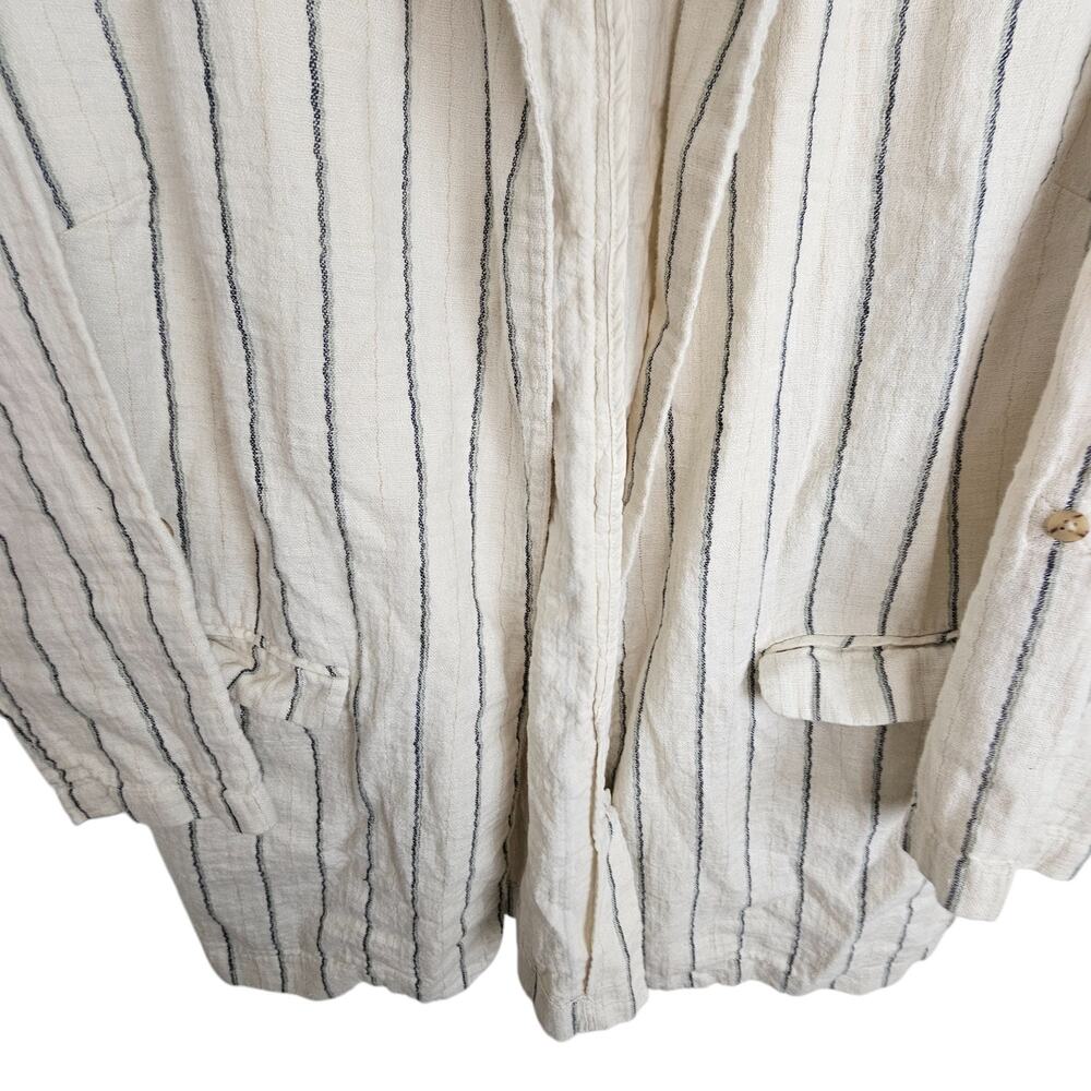 J. Jill Women Linen Cotton Striped Blazer Plus Size 1X Lagenlook Minimalist Open - Picture 3 of 9
